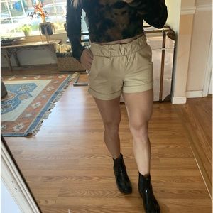 NWT sincerely Jules tan Patent leather cuffed shorts xs